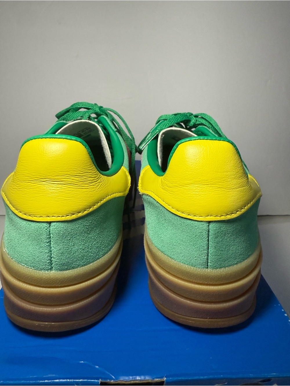 Adidas Gazelle Bold Sneakers - Size 8 - Green with Pink Stripes JH9668 - New - Picture 6 of 8